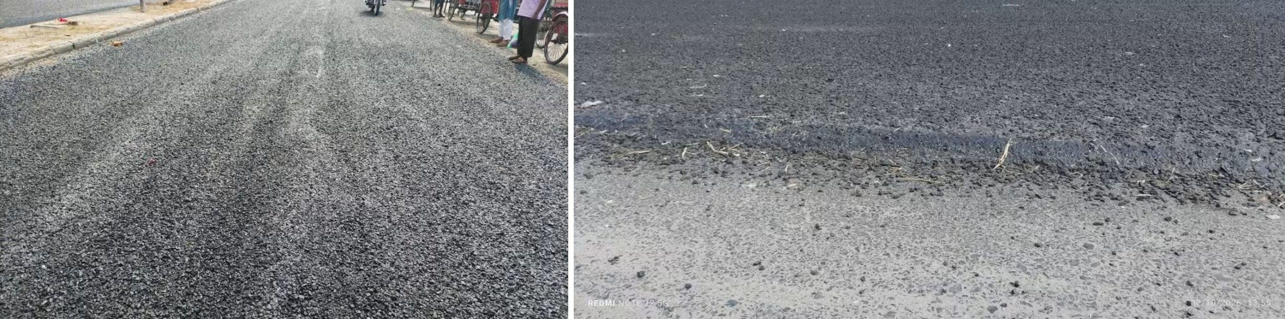 বগুড়া-নওগাঁ মহাসড়কের হার্ড শোল্ডারও বেহাল সংস্কারের নামে ‘ভাত ছিটানোর মতো’ পিচ